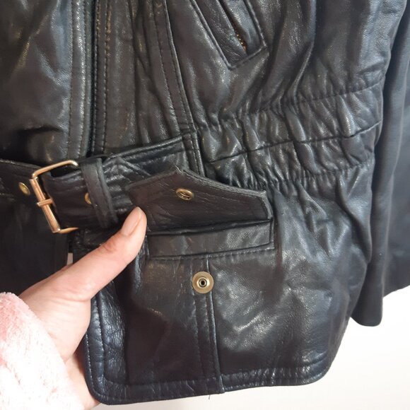 Jacket Leather Cuir Made In Canada Sélection Mono-Pol Small Women Rare Vintage - Picture 8 of 16